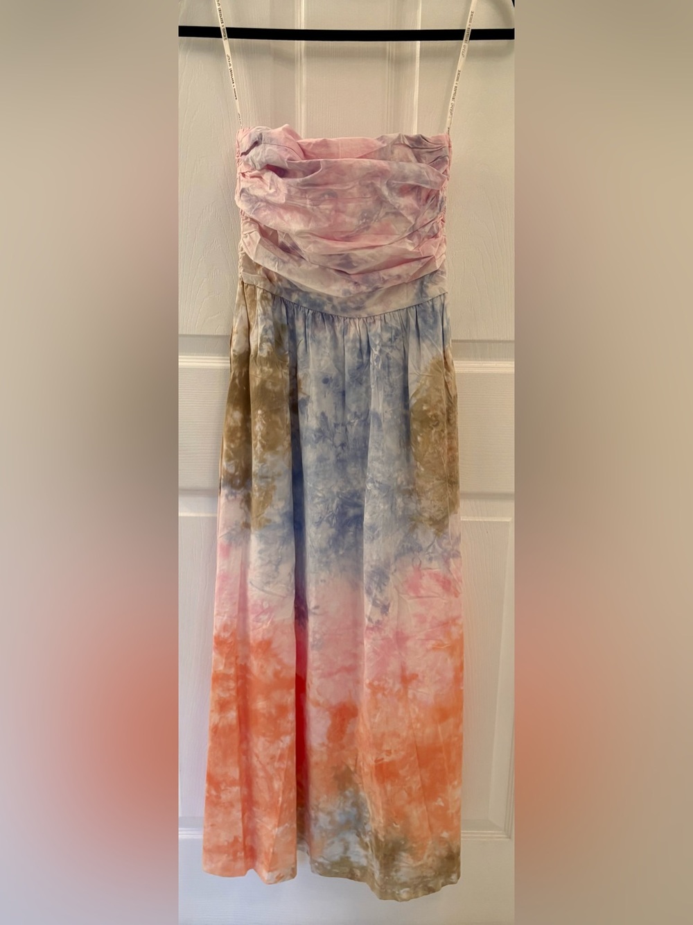 Young Fabulous & Broke - 100% Cotton Washed Out Pastel Tie-Dye Strapless Dress